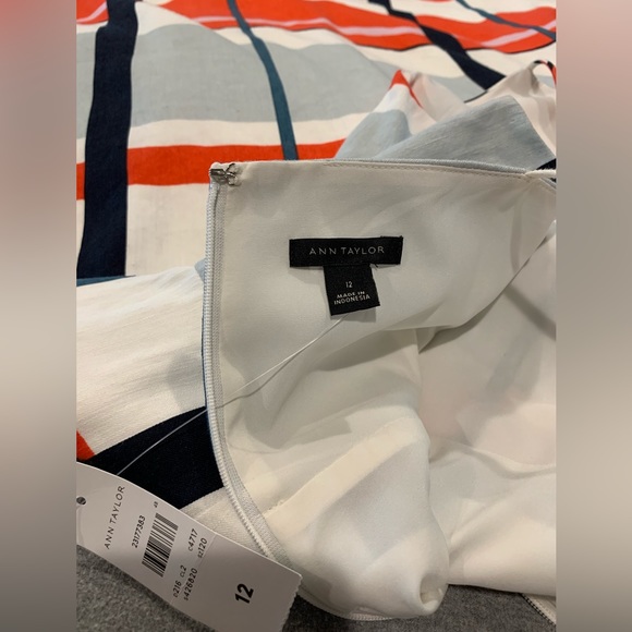 Ann Taylor Size 12 Picnic Striped Lined Spaghetti Strap Linen Dress - Picture 8 of 10